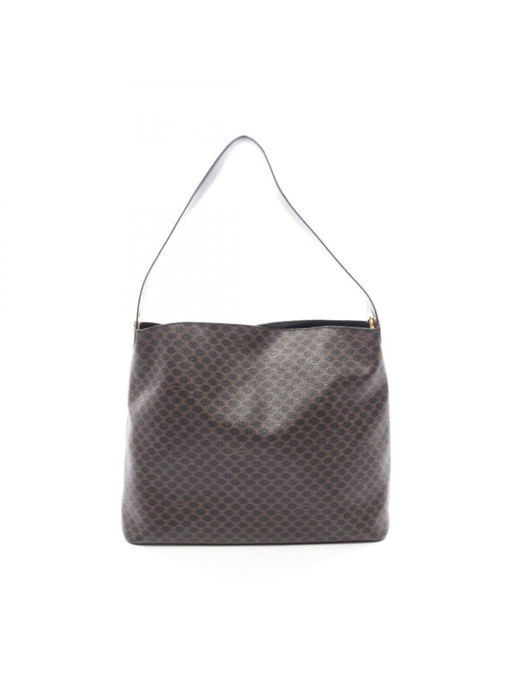 Celine Shoulder Bag Macadam Dark Brown Black Leather
